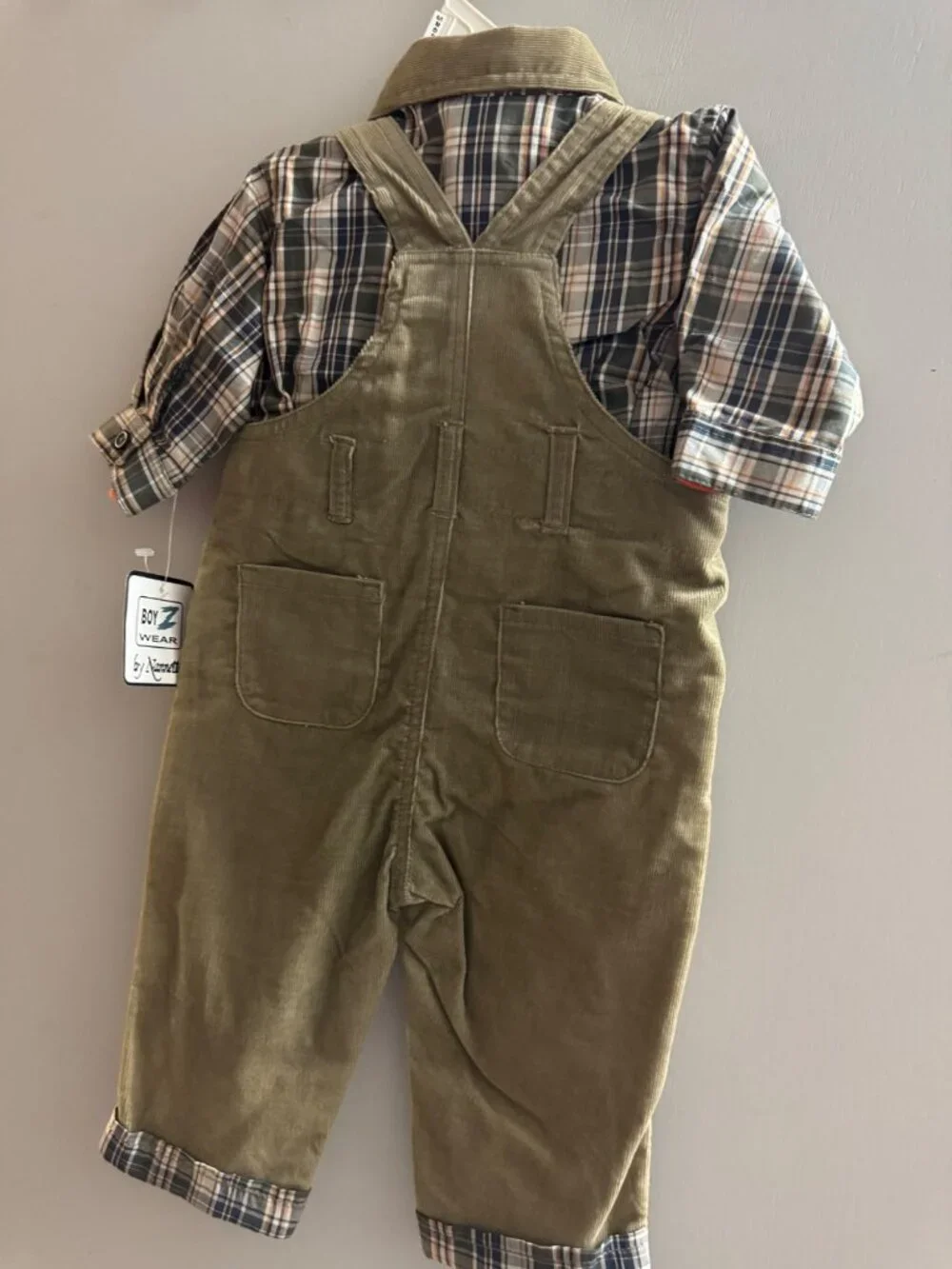 Nanette Baby Boys Z Wear 3-Piece Gone Fishing Corduroy Overalls Set Size 6-9M